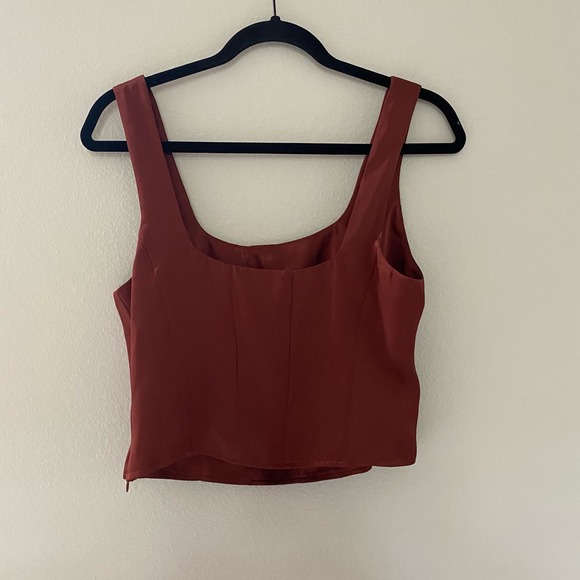 NWT Express Corset Dark Burnt Orange Red Crop Top sz Medium - Picture 7 of 7